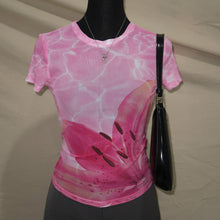 Load image into Gallery viewer, Floral wave pink patterned mesh (2XS)
