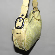 Load image into Gallery viewer, Vintage DKNY monogram lime green buckle baguette shoulder bag
