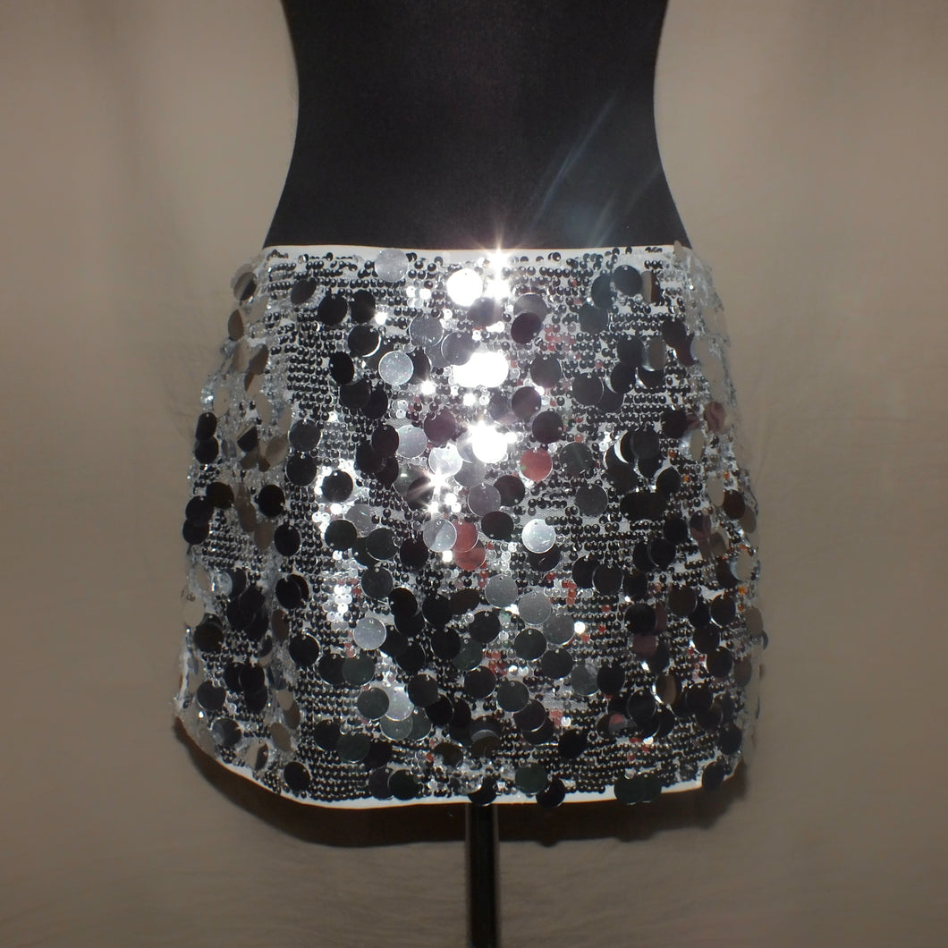 Silver sequenced mini skirt (M)