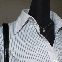 Load image into Gallery viewer, Stripped collared satin type long sleeves (S)
