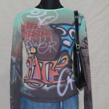 Load image into Gallery viewer, Rare Vintage Cop Copine graphic graffiti mesh top (S)
