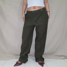 Load image into Gallery viewer, Vintage Burberry velvet green wide leg trousers (W33)
