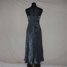 Load image into Gallery viewer, Vintage metallic gray beaded maxi dress (S)
