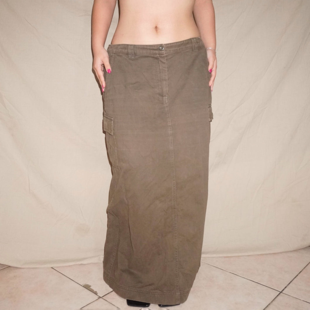 Brown low waisted midi skirt (W33)