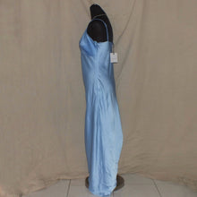 Load image into Gallery viewer, Luck &amp; Trouble satin type blue asymmetrical midi dress (M)
