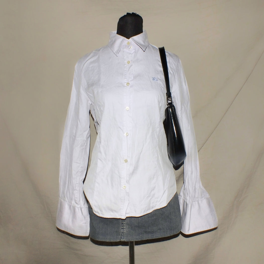 Vintage Burberry lilac stripped wide sleeve button up (M)