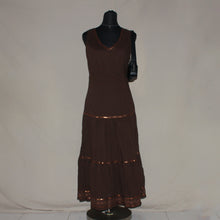 Load image into Gallery viewer, Brown sequenced ruffled maxi dress (S)
