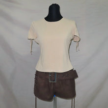 Load image into Gallery viewer, Beige ruched sleeve top (S)
