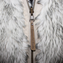 Load image into Gallery viewer, Black and white pattern fur zip up hooded vest (S)
