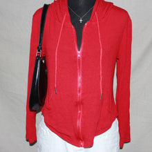 Load image into Gallery viewer, Bright red thin cotton zip-up hoodie (S/M)

