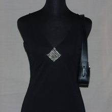 Load image into Gallery viewer, Black v-cut bedazzled maxi dress (M)
