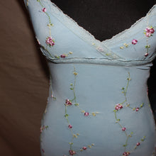 Load image into Gallery viewer, Floral blue mesh midi dress (XS/S)
