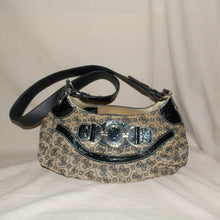 Load image into Gallery viewer, Guess monogram black and beige long shoulder bag
