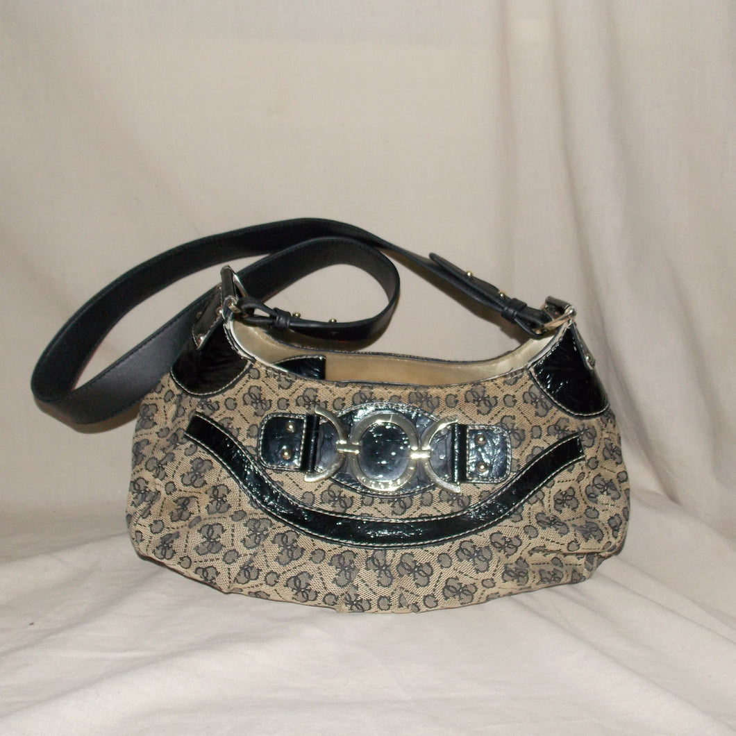 Guess monogram black and beige long shoulder bag
