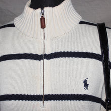 Load image into Gallery viewer, Polo RL stripped off white knitted sweater (M)
