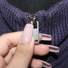 Load image into Gallery viewer, Lacoste purple knitted coated zip up cardigan (L)
