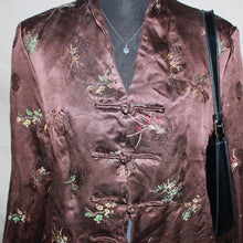 Load image into Gallery viewer, Floral brown satin patterned blazer (M)
