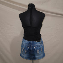 Load image into Gallery viewer, Mesh rose bedazzled pattern halter top (M)
