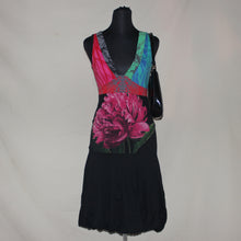 Load image into Gallery viewer, Desigual black floral puff midi dress (S)
