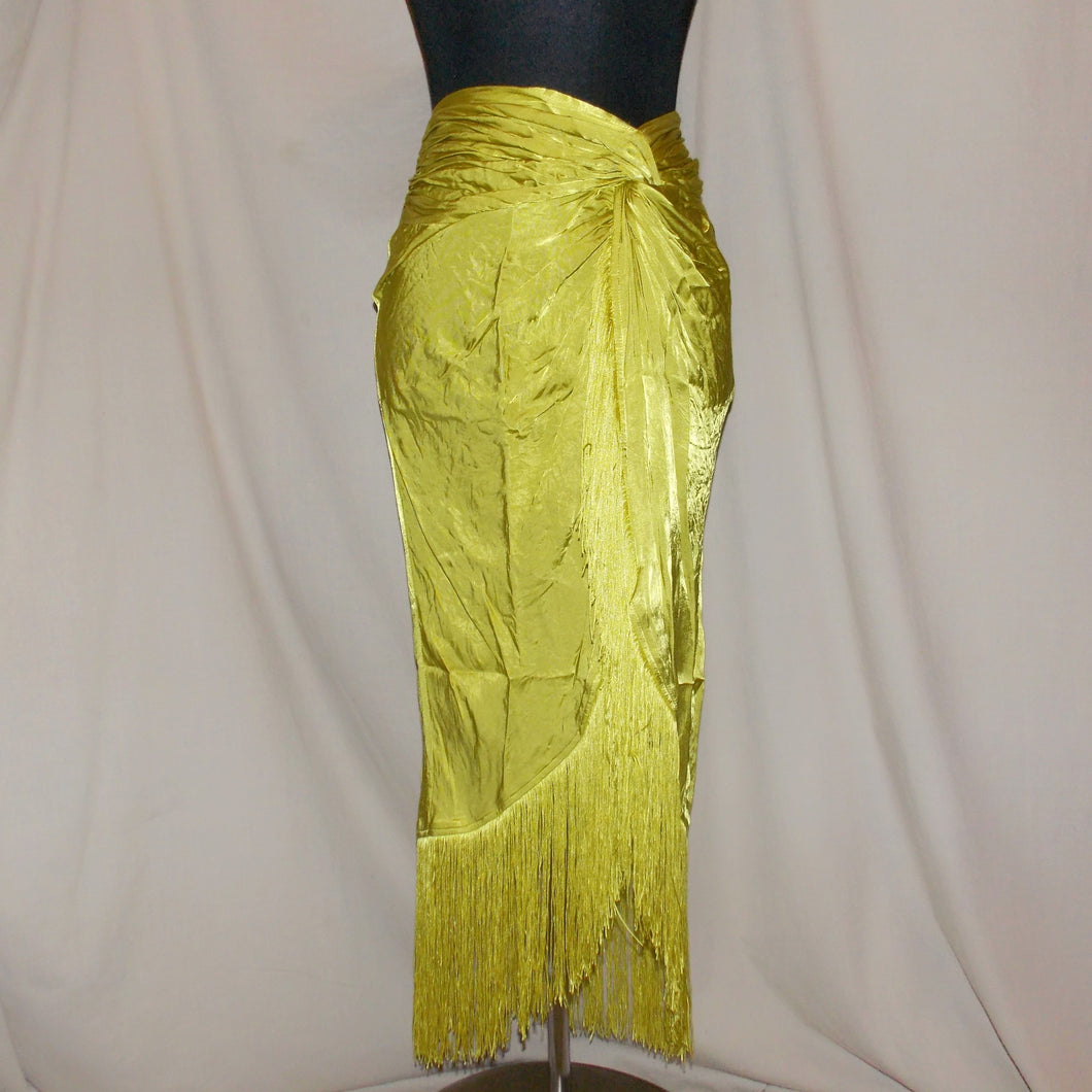 Asymmetrical lime green ruched skirt (S)
