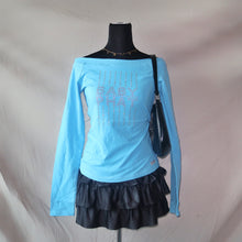 Load image into Gallery viewer, Dead stock Baby phat baby blue bedazzled off shoulder (L)
