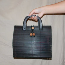 Load image into Gallery viewer, Wood patterned black purse

