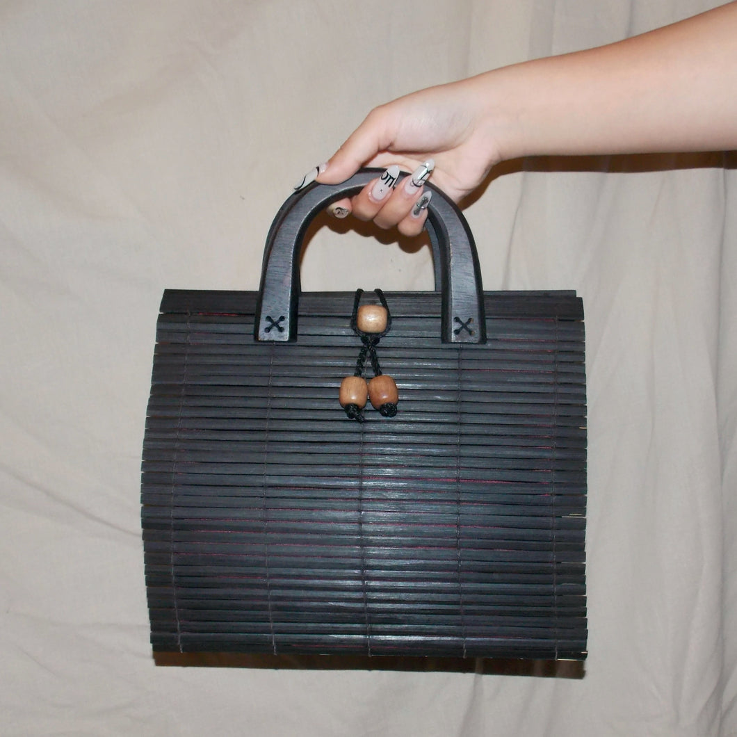 Wood patterned black purse