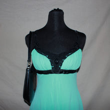 Load image into Gallery viewer, Vintage Jane Norman teal laced asymmetrical midi dress (S)

