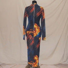 Load image into Gallery viewer, Skin tight mesh Meshki floral patterned long dress (S)
