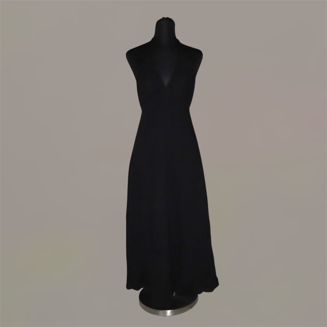 Black mesh halter midid dress (M)