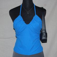 Load image into Gallery viewer, Kookai blue ruched halter top (S/M)
