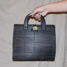Load image into Gallery viewer, Wood patterned black purse
