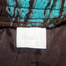 Load image into Gallery viewer, Floral patterned teal/brown halter midi dress (S)
