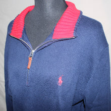 Load image into Gallery viewer, Polo by RL navy blu collared red sweater (L)
