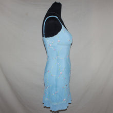 Load image into Gallery viewer, Floral blue mesh midi dress (XS/S)
