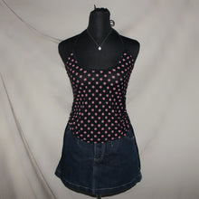Load image into Gallery viewer, Polka dot black mesh ruched halter (S)
