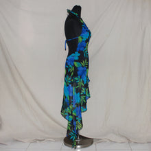 Load image into Gallery viewer, Tropical mesh asymmetrical halter midi dress (S)
