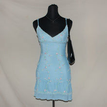 Load image into Gallery viewer, Floral blue mesh midi dress (XS/S)
