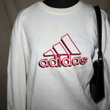 Load image into Gallery viewer, Adidas white knitted logo sweater (L)

