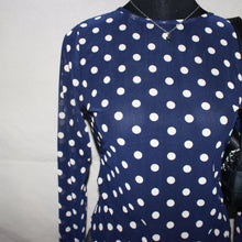 Load image into Gallery viewer, Navy blue polka dot mesh top (S)
