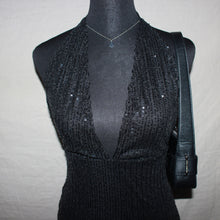 Load image into Gallery viewer, Sequenced black halter midi dress (M)
