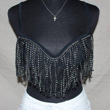 Load image into Gallery viewer, Power Flower black tassel top (M)
