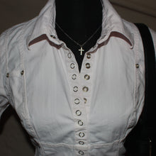 Load image into Gallery viewer, Davian pinkish white button snap top (S/M)
