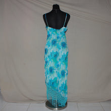 Load image into Gallery viewer, 90s inspired turquoise floral fringe maxi dress (M/L)

