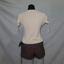 Load image into Gallery viewer, Beige ruched sleeve top (S)
