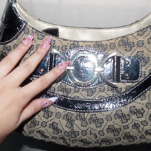 Load image into Gallery viewer, Guess monogram black and beige long shoulder bag
