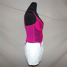 Load image into Gallery viewer, Butterfly cut hot pink floral mesh corset (S/M)
