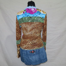 Load image into Gallery viewer, Floral cheetah print mesh button up top (S)
