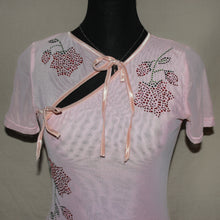 Load image into Gallery viewer, Pink sheer mesh sequence floral midi dress (S/M)
