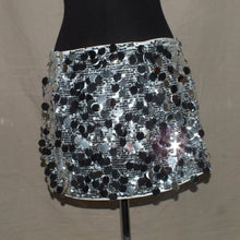 Load image into Gallery viewer, Silver sequenced mini skirt (M)
